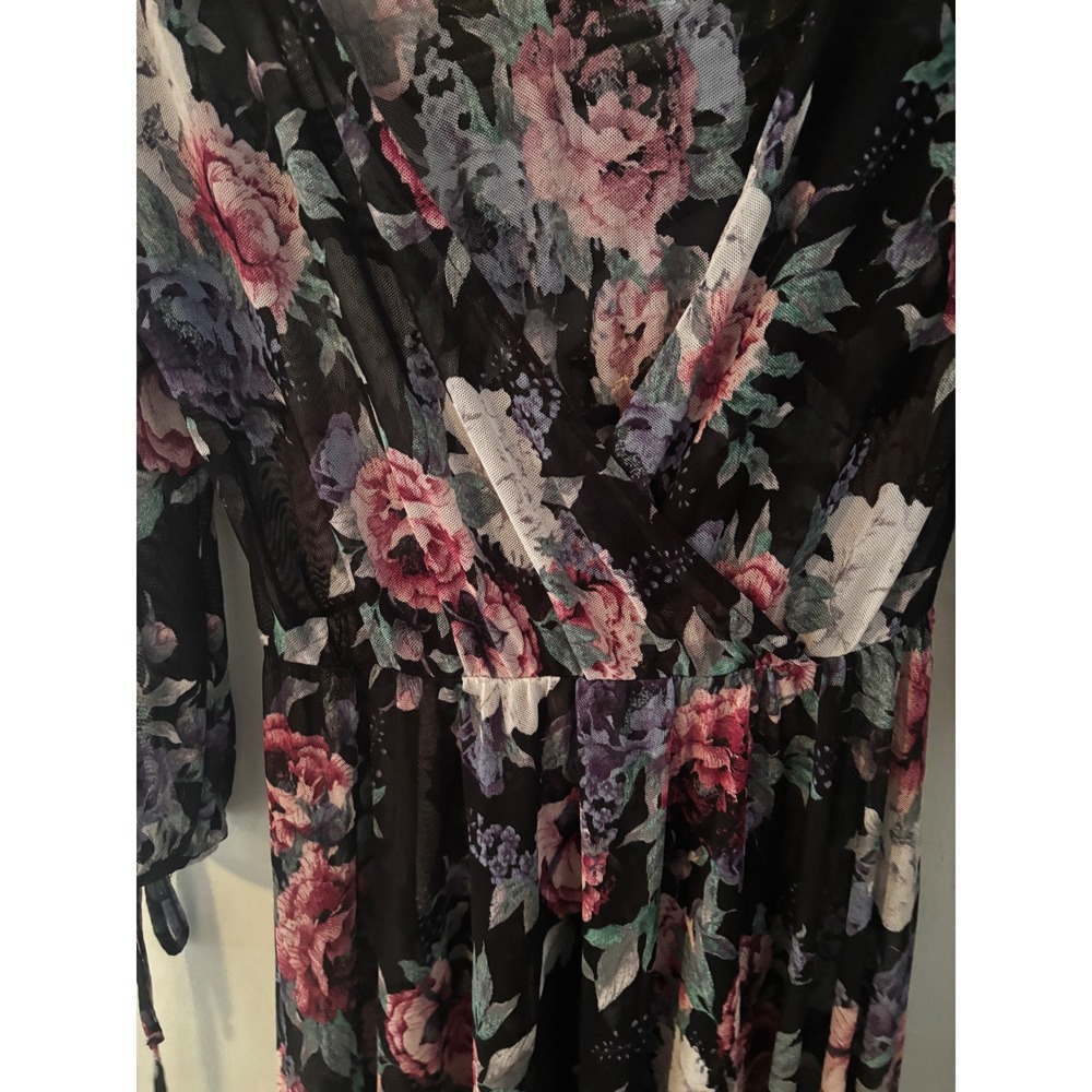 Bongo Festival Mesh Wrap Dress Whimsigoth Floral Fairy Small - Picture 4 of 8